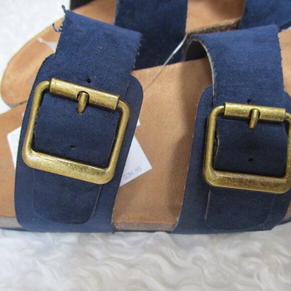 NWT Gap Kids Navy Blue Double Buckle Cork Sandals Shoes slides slippers Sz 3-4 - Picture 6 of 15